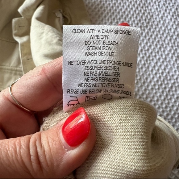 VIGOSS cinch hem drawstring cropped denim jacket beige women’s SIZE XL neutral - Picture 6 of 9